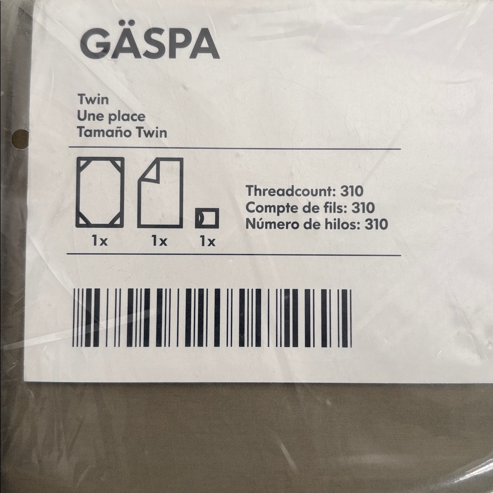 IKEA GÄSPA Twin Sheet Set in Taupe 100% Cotton New! - Picture 2 of 5
